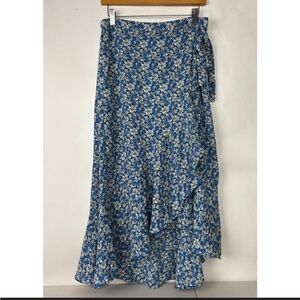 Max Studio cottagecore Parisian casual picnic core Blue Floral Maxi Skirt sz XL